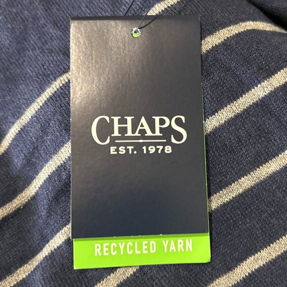 Chap's NWT SZ XXL Mens Navy Stripe 1/4 Zip Sweater Preppy Old Money Office - Picture 7 of 11